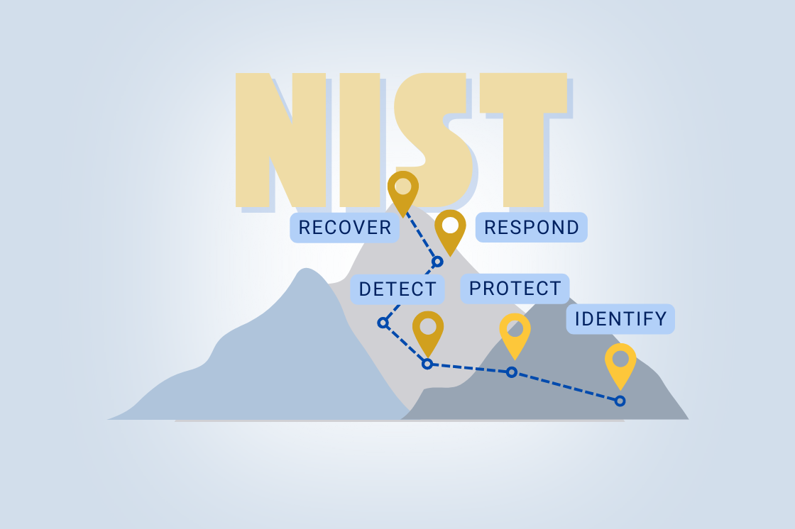 Stylized image of mountains with the acronym
